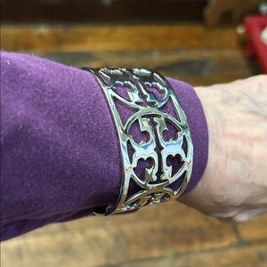 Tory Burch Logo Silver Cuff Bracelet